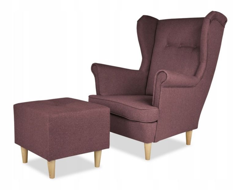 Fotel uszak do salonu z podnóżkiem Family Meble ARI fiolet 1szt