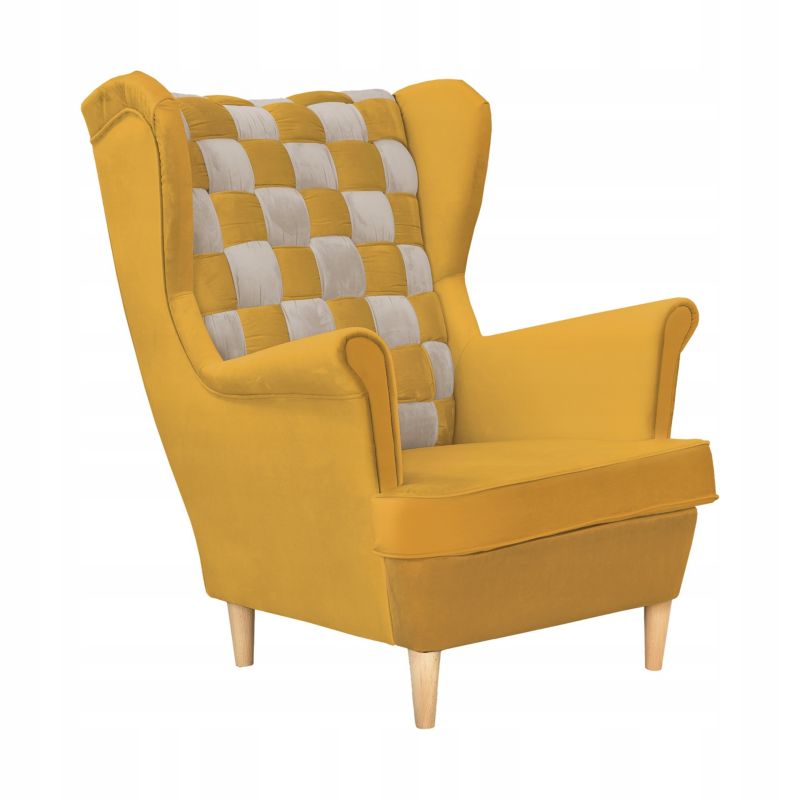 Fotel uszak do salonu Family Meble Carol Duo miodowo siwy 1szt