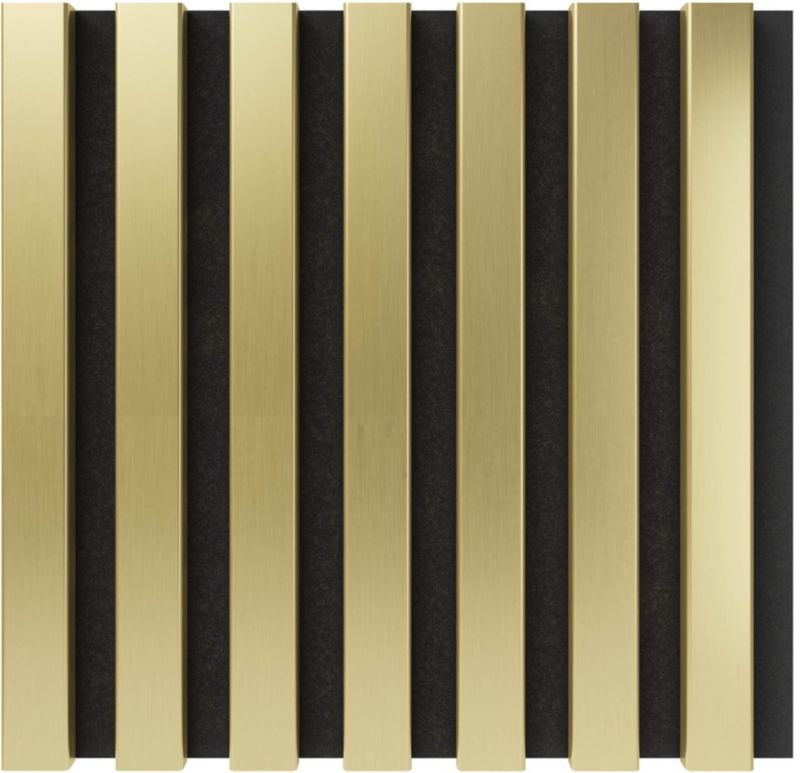 Panel lamelowy akustyczny ścienny mini z filcem Vertical Line MDF 30 x 30 cm czarny / złoty szczotkowany