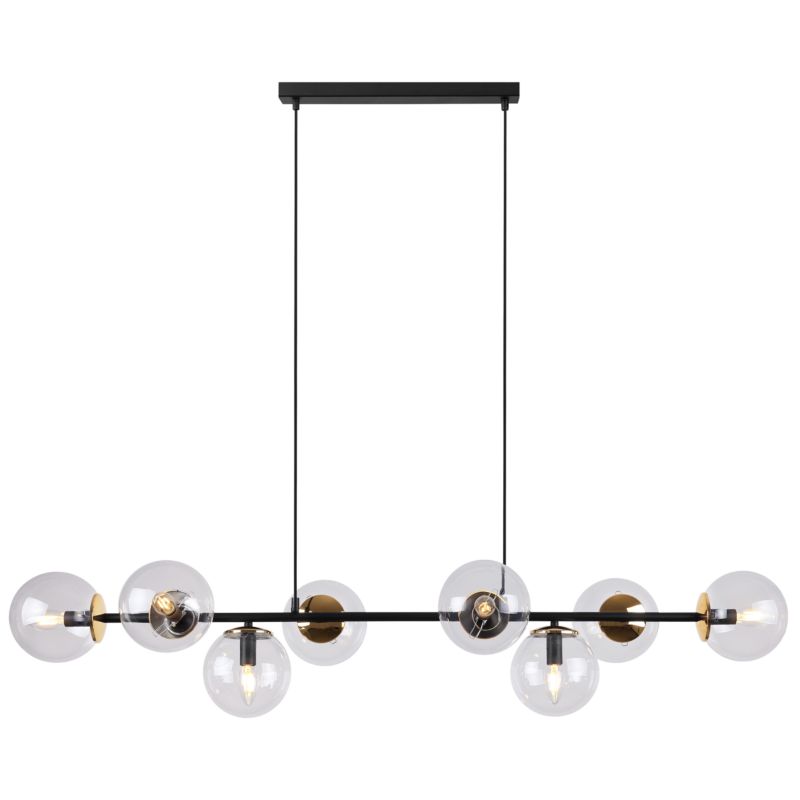 Lampa sufitowa wisząca Light Home LH Siena 8x E14 40W czarny/złoty klosz bezbarwny 1szt.