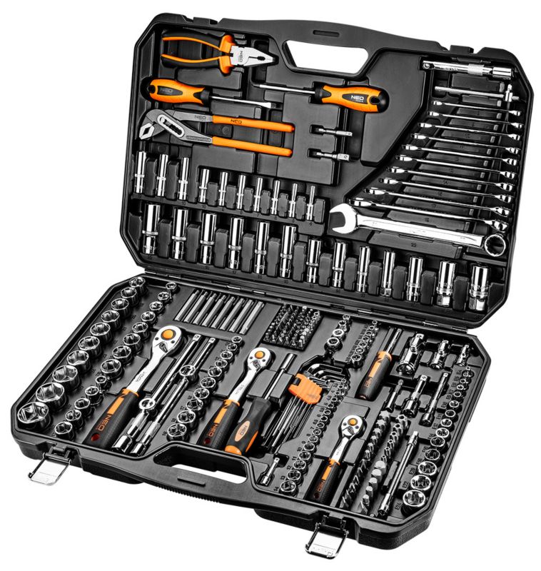 Zestaw kluczy nasadowych Neo Tools 1/2", 3/8", 1/4" CrV 233 elementy 1 kpl