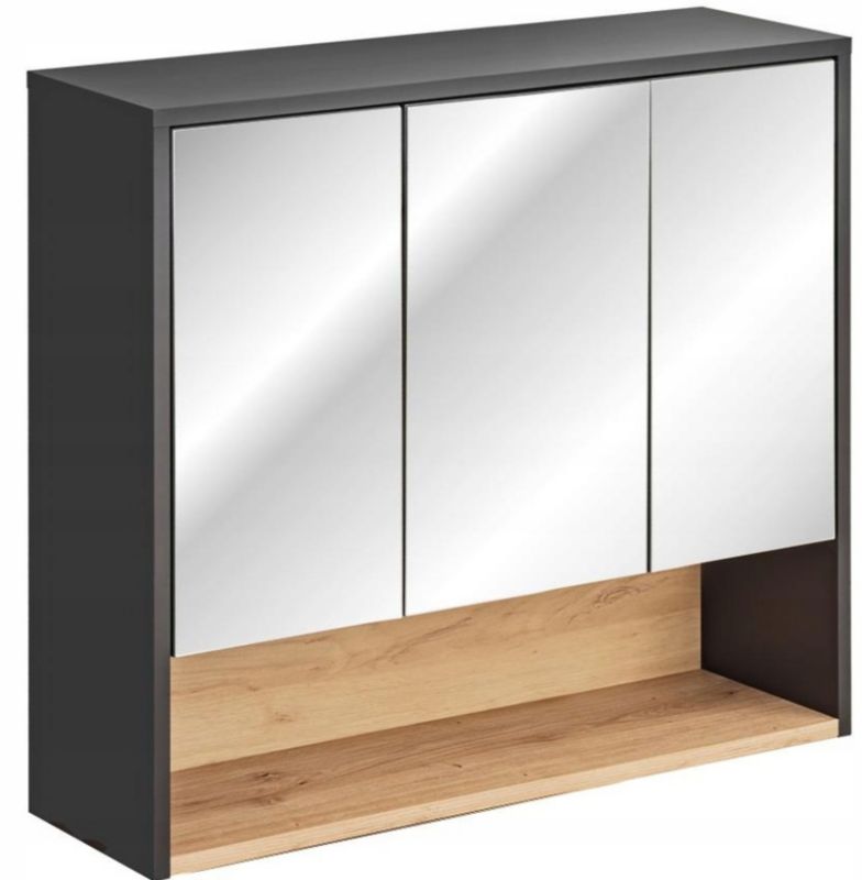 Szafka łazienkowa Furnidea 80 cm z lustrem szary dąb artisan Borneo 1 szt.