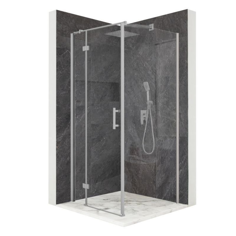 Kabina prysznicowa kwadratowa TECHGLOBE uchylna srebrna 80x80 szkło 6mm + powłoka 1 szt.