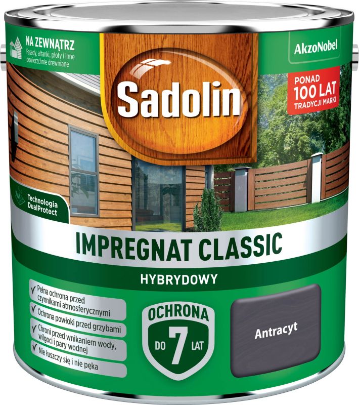 Impregnat do drewna Sadolin Hybrydowy antracyt 2,5 l