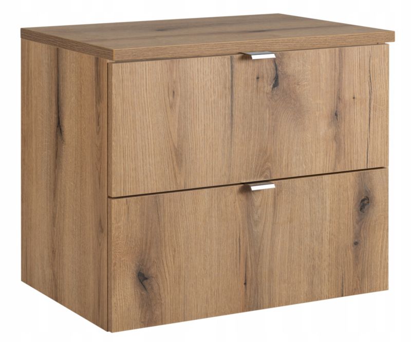 Szafka pod Umywalkę łazienkowa Furnidea 80 cm Wisząca z Blatem Dąb Nova Oak Ryflowana 1 szt.