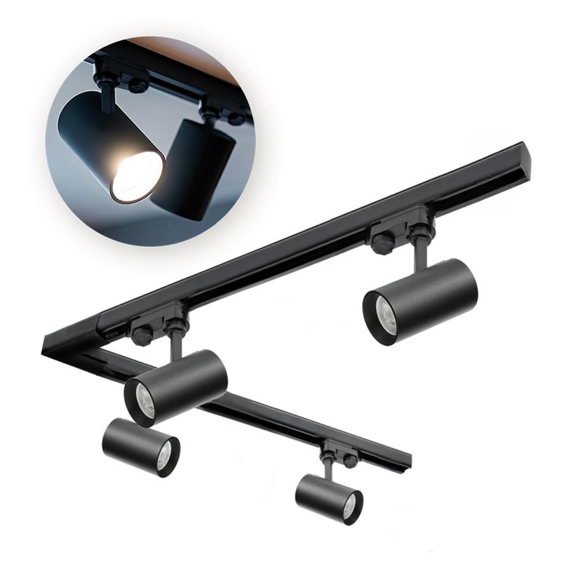 Zestaw szynowy 3-fazowy Kobi szyna 1m+1m, L prawy, 4x Lampa, 2x zaślepka czarny 1kpl.