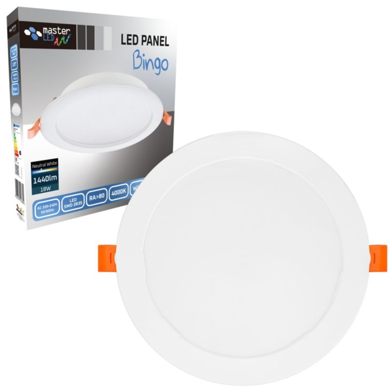 Panel LED MasterLED Bingo 18W IP20 neutralna biel 4000K wpuszczany biały 1 szt.