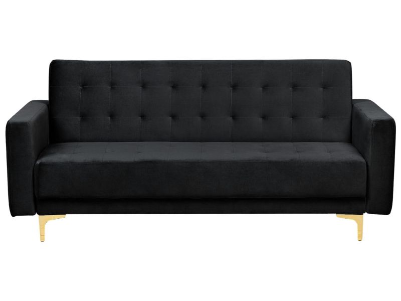 Sofa trzyosobowa Aberdeen Czarny Welur 1 szt.