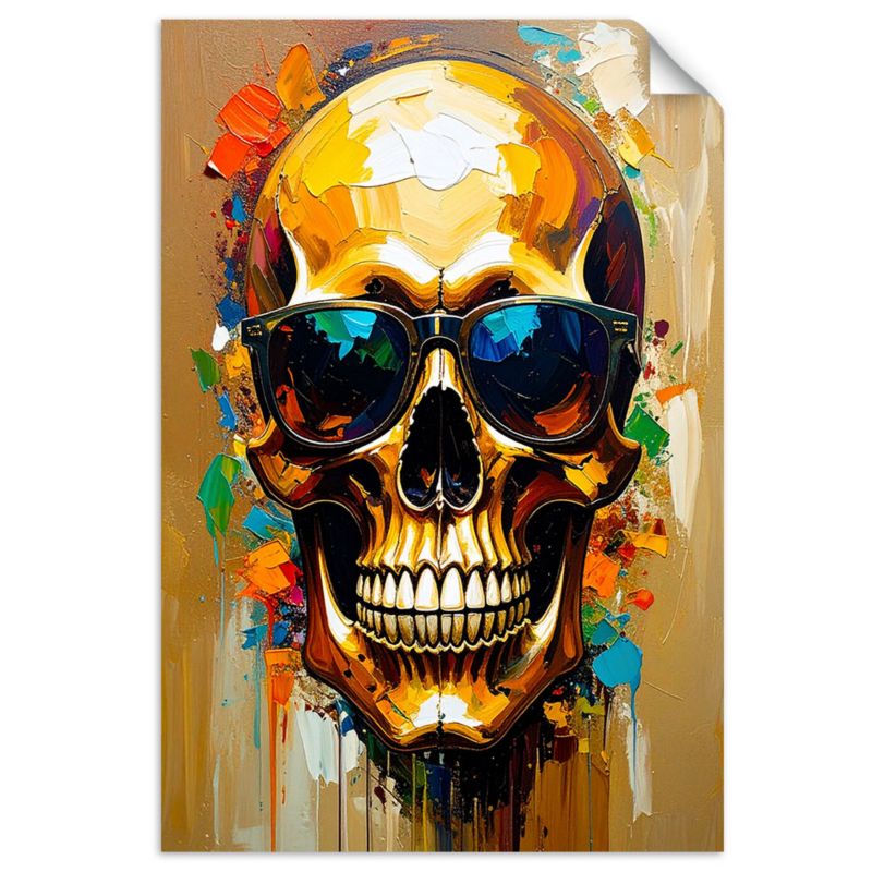 Naklejka na ścianę nowoczesna Feeby Kolorowa czaszka w okularach 40x60cm 1szt