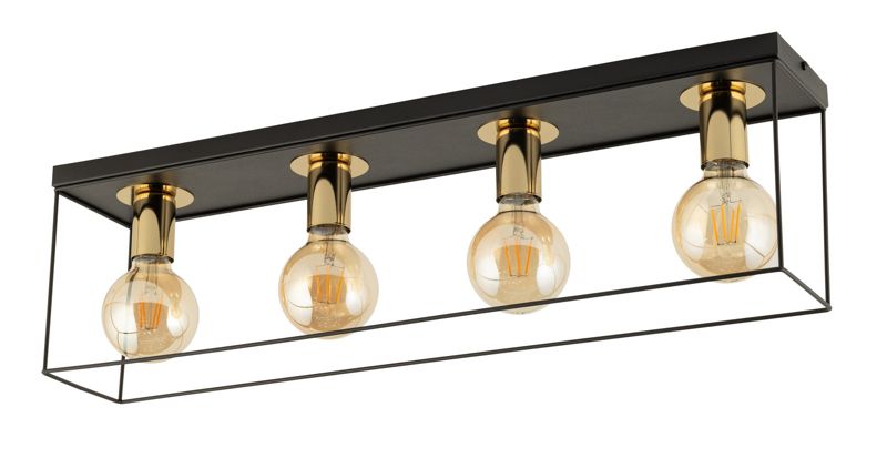 Lampa sufitowa wisząca Sigma Lighting Vox 6197 czarno-złota dekoracyjna 4xE27 x 1 szt.