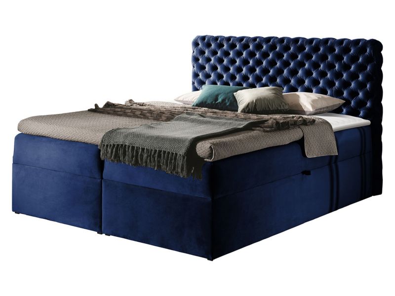 Łóżko kontynentalne MIRJAN 24 Chesterfield 200x200 granatowy 1 szt.