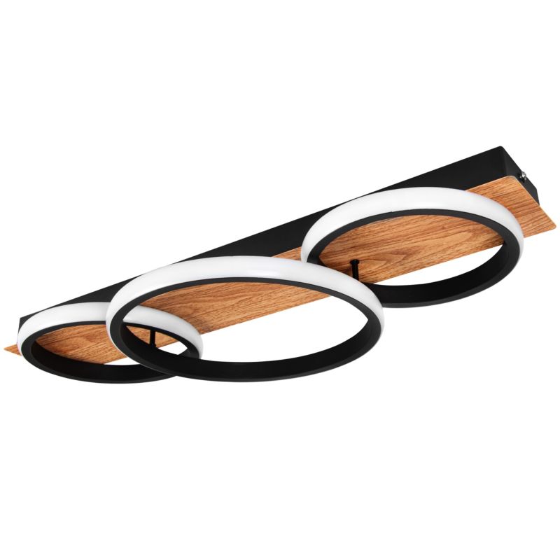 Żyrandol LED XUDO 58cm 25W Biały neutralny 4000K Czarno-biała z imitacją drewna 1 szt.