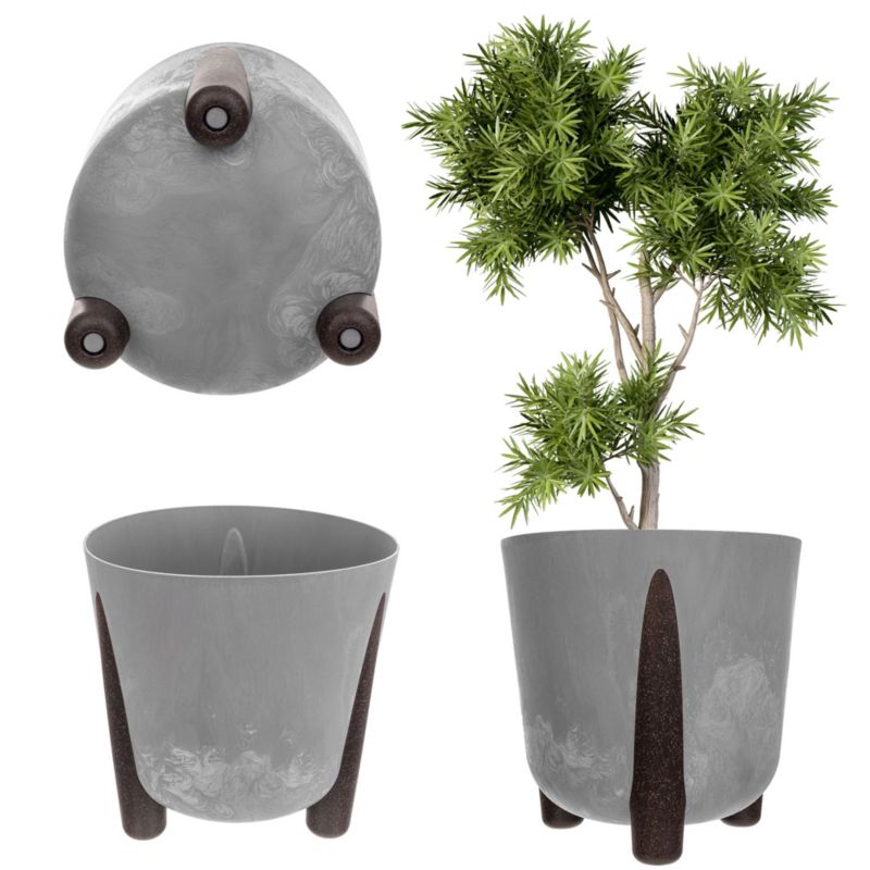 Doniczka KADAX Donica Na Kwiaty Osłonka Nóżki + Wkład Kwietnik 30cm szara 1szt.