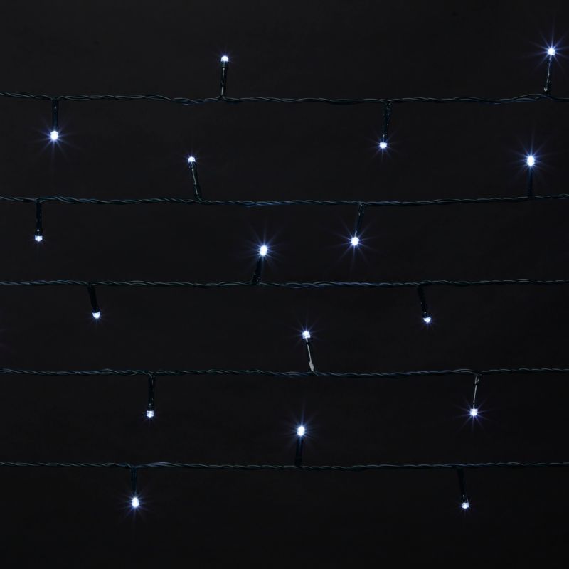 Lampki 120 LED na baterie barwa zimna biała zielony kabel