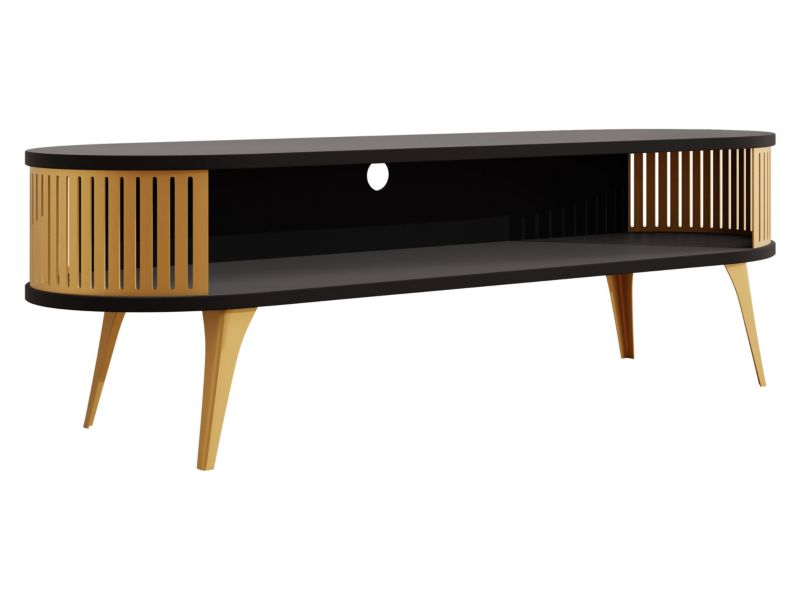 Szafka RTV owalna MIRJAN 24 Roenni złoty/czarny molet 1 szt.