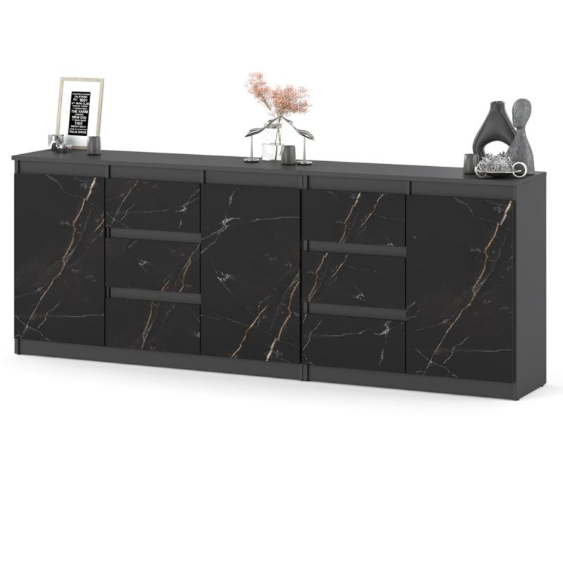 Komoda Hurtownia-Mebli Szuflady 6 Best Agnes 200cm Szary Mat San Sebastian 200x35x75 cm 1szt.