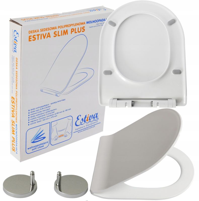 Deska sedesowa Estiva Slim Plus wolnoopadająca polipropylenowa biała 1 szt.