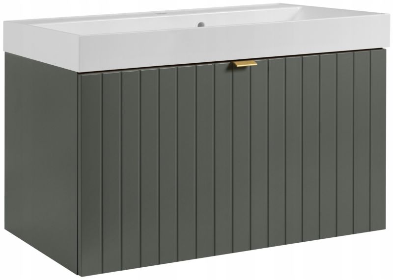 Szafka pod umywalkę Furnidea 80 cm zielony z umywalką marmur syntetyczny 80 cm Harmo 1 szt.