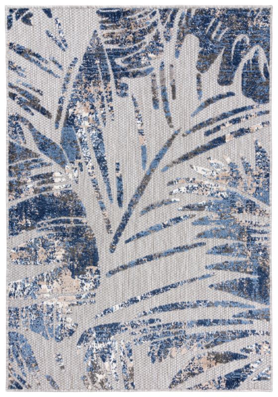 Dywan Zewnętrzny / Wewnętrzny Płaskotkany Aventura EC66A prostokąt Mazovia 160x 230 cm niebieski,szary motyw roślinny 1 szt.