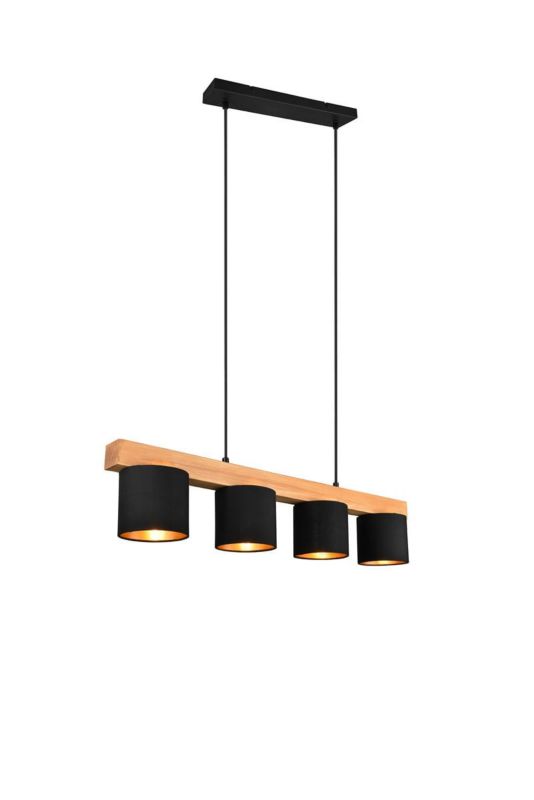 Lampa wisząca RL Cameron 2923 jasne drewno-czarna-złota nad stół 4xE14 x 28W 1 szt.