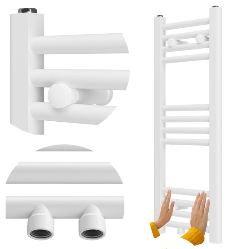 Grzejnik Łazienkowy Granitan Raven 80/30cm Biały Kaloryfer Drabinkowy 1kpl.