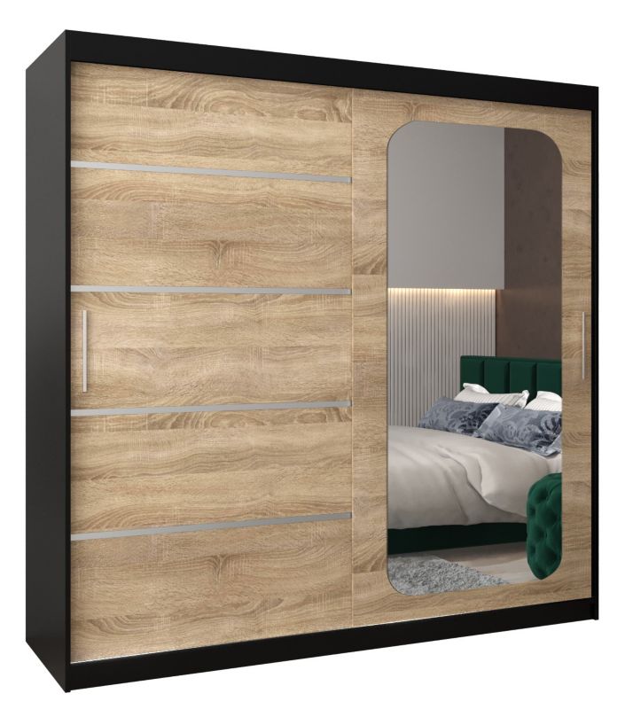 Szafa przesuwna Garderoba Abiks PROMO V2 200 czarny/sonoma 1 szt.