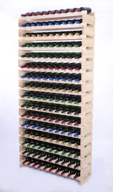 Stojak na wino MODO24 regał modułowy na butelki 16 leżni x 10 butelek montaż bez narzędzi naturalne drewno 1 szt.