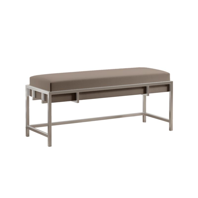 Ławka tapicerowana Bettso Lamo 80 cm nowoczesna w tkaninie royal velvet na chromowanym stelażu szarobrązowy 1szt.
