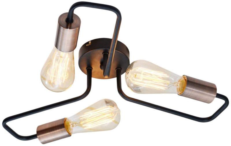 Lampa sufitowa Candellux Herpe czarna wym: 12 x 48 x 48 cm 3xE27 x 60W 1 szt.