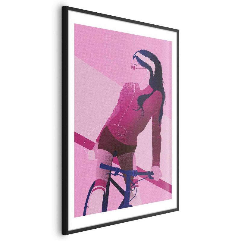 Plakat Artgeist Kobieta na rowerze 21x30 cm z ramą czarną 1 szt