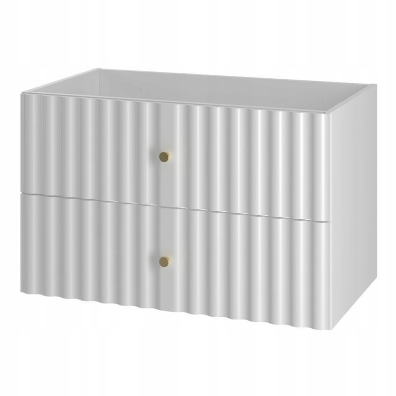 Szafka łazienkowa Furnidea 80 cm biała ryflowane fronty złote uchwyty Aqua 1 szt.