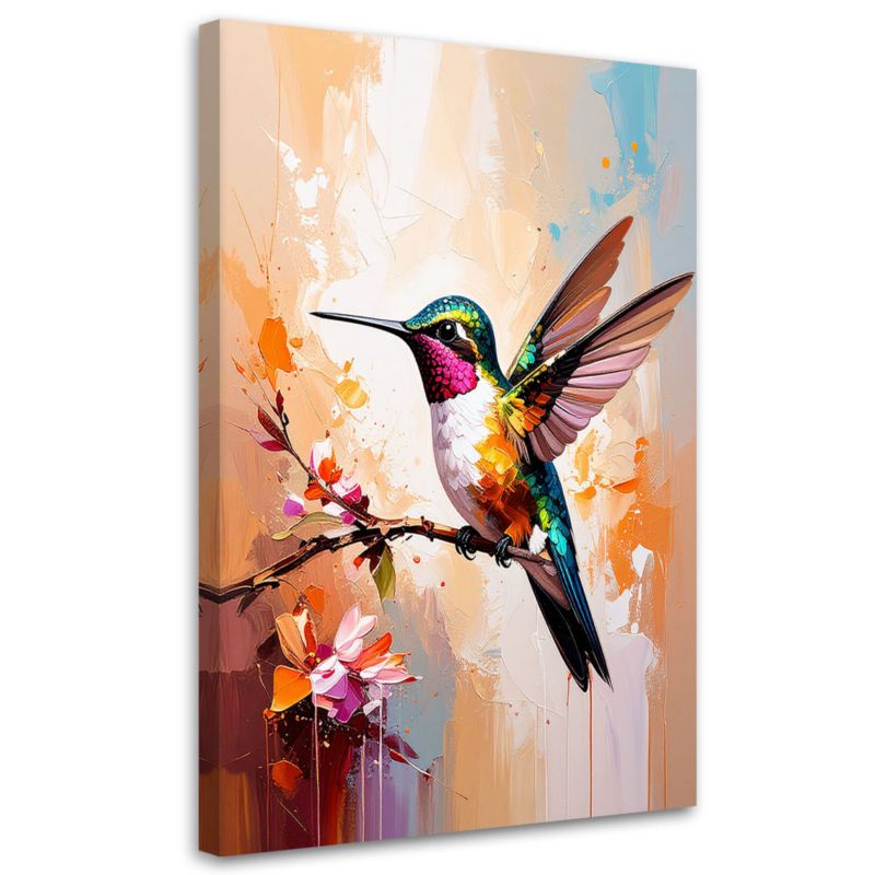 Obraz do salonu jadalni Feeby Kolorowy Ptak Koliber na gałązce 40x60cm 1szt