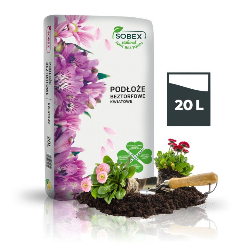 Podłoże beztorfowe kwiatowe 20L, SOBEX, 1 szt.