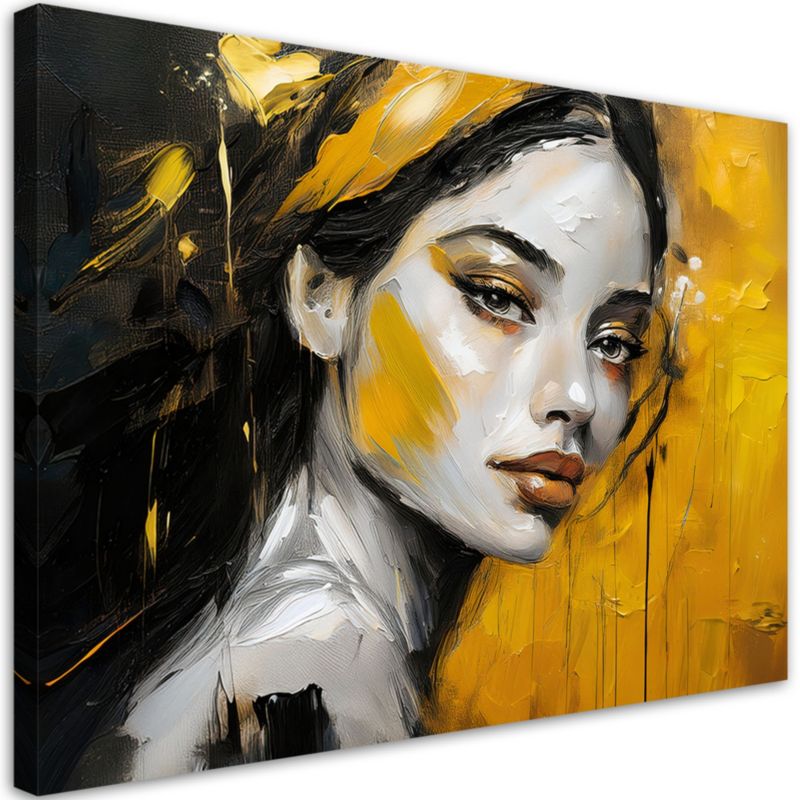 Obraz do salonu sypialni Feeby Portret Kobiety Glamour Złoty 90x60 cm 1szt