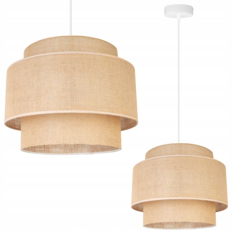 Lampa sufitowa wisząca Light Home LH Boho 1x E27 60W klosz 35cm beżowy/biały 1szt.