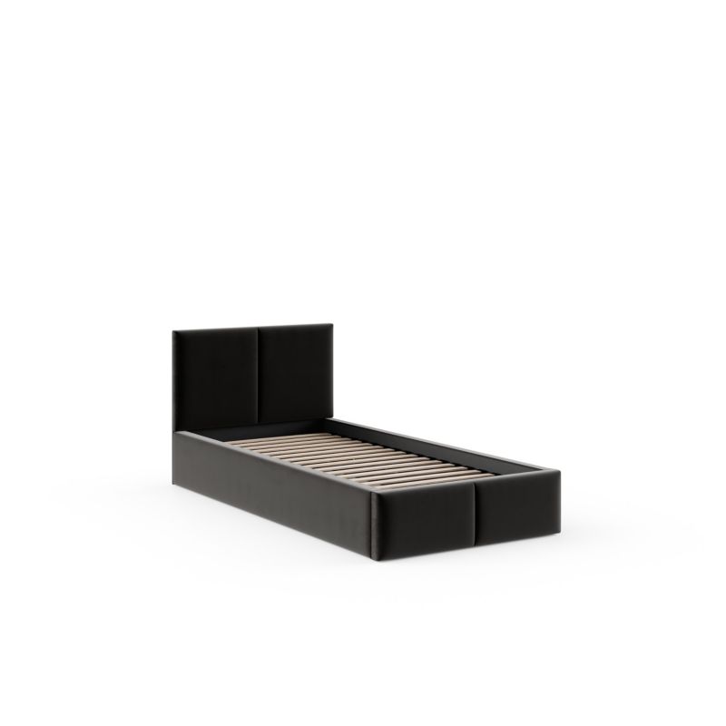 Łóżko tapicerowane FDM AMBER 90x200 czarne z pojemnikiem i stelażem podnoszonym 1 szt.
