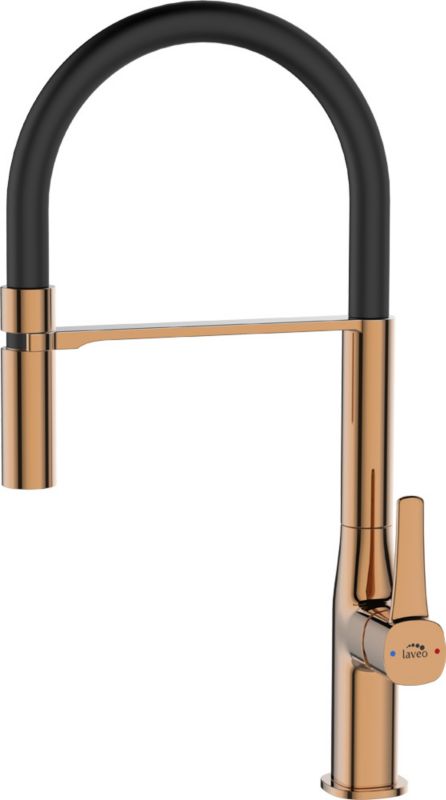 Bateria zlewozmywakowa Laveo Marlin wylewka U czarna / złota