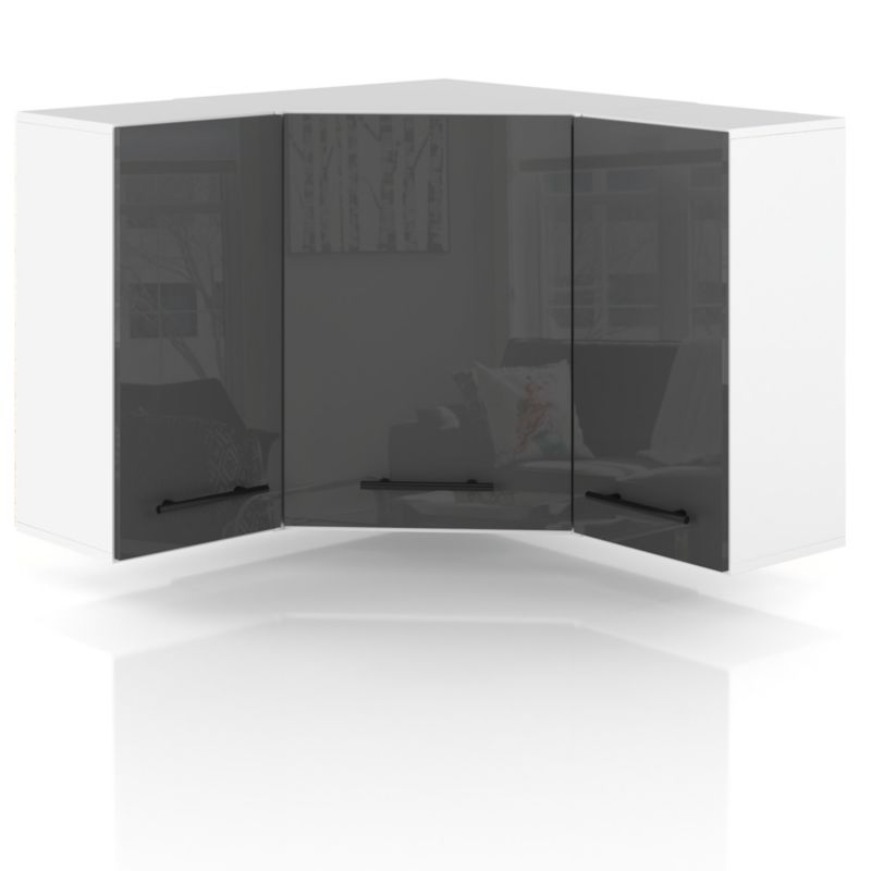 Szafka Kuchenna Hurtownia-Mebli Wisząca Narożna GN90X90 sPremium 90cm Biały Mat Szary Połysk 90x32x72 cm 1szt.