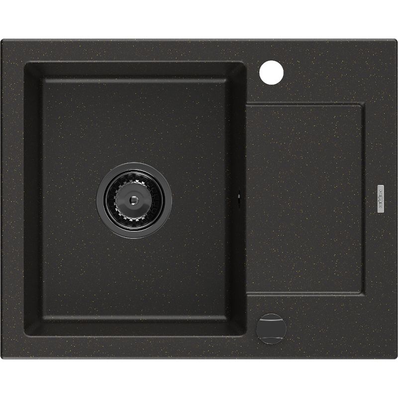Zlewozmywak granitowy wpuszczany Mexen Gaspar 1,5-komorowy czarny/złoty metalik 737x475 mm - 6507731505-75-G 1 szt.