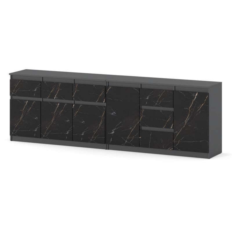 Komoda Hurtownia-Mebli Szuflady 6 Agnolia Best 240cm Szary Mat San Sebastian 240x35x75 cm 1szt.