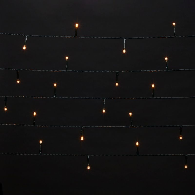 Lampki 120 LED na baterie barwa ciepła biała zielony kabel