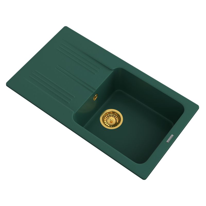 Zlewozmywak Granitowy Z Ociekaczem Granitan Butelkowa Zieleń Zlewozmywak Ada Syfon złoty 1 kpl.