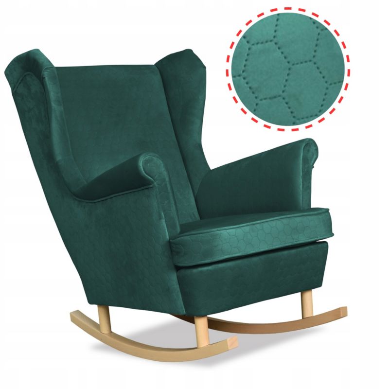 Fotel uszak do salonu bujany Family Meble Angelo butelkowa zieleń 1szt