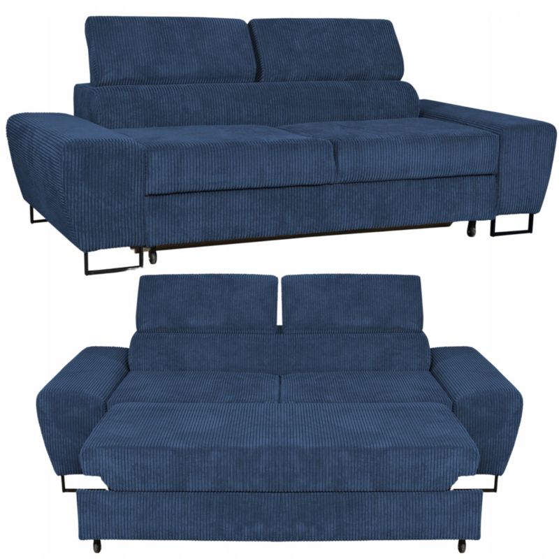 Kanapa do salonu rozkładana z regulowanym zagłówkiem Family Meble Savio granat 1szt