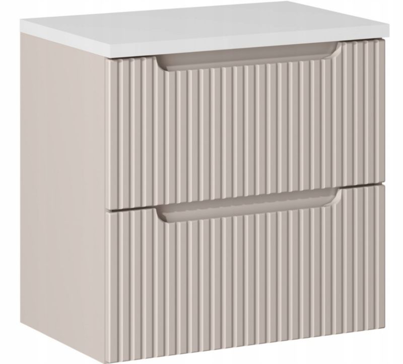 Szafka pod Umywalkę łazienkowa 60 cm Wisząca z Blatem Biały Nova Kaszmir Kaszmirowa Szuflady Furnidea 1 szt.