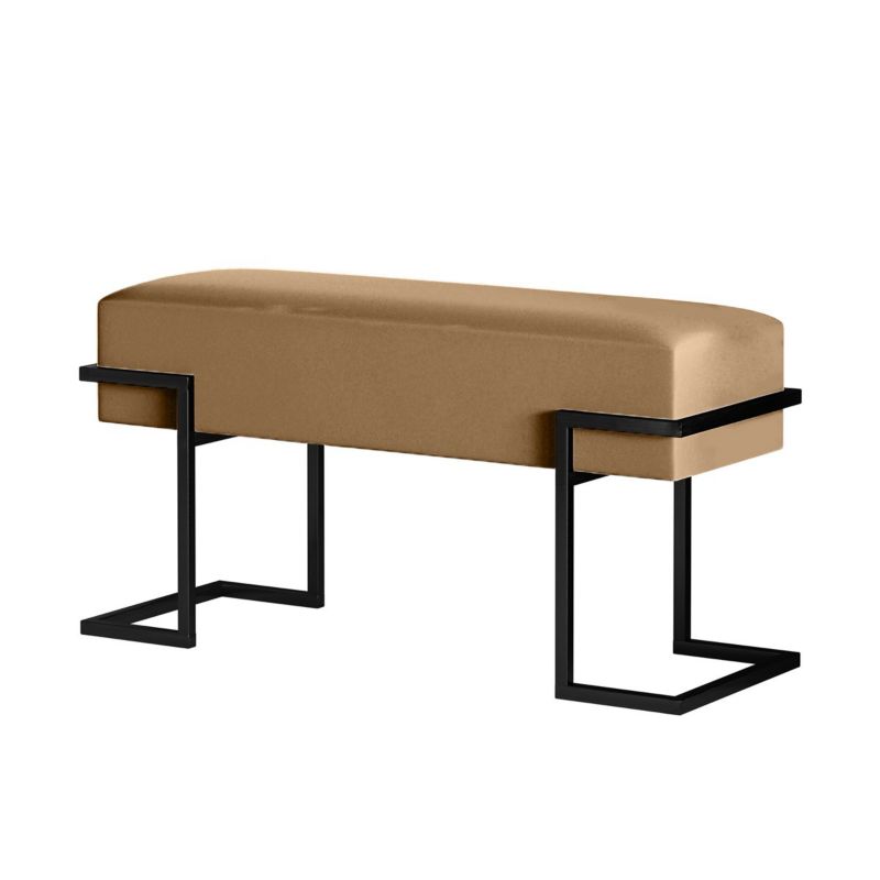 Ławka tapicerowana Bettso Cely 100 cm do przedpokoju na czarnym stelażu ciemnobeżowy 1szt.
