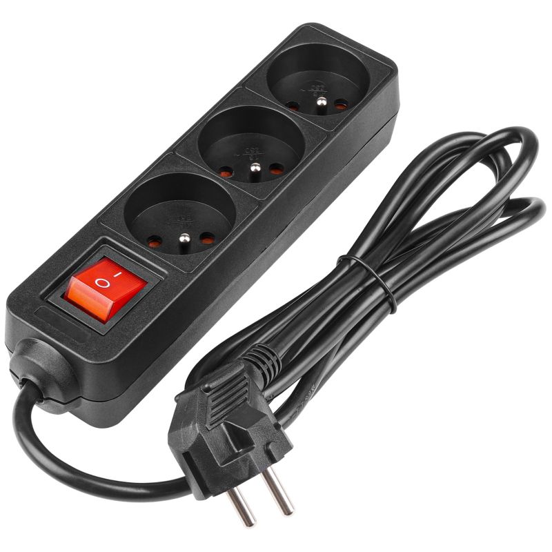 Przedłużacz listwa zasilająca MasterLED Silo 3 gniazda 1.5m włącznik uziemienie czarny 1 szt.