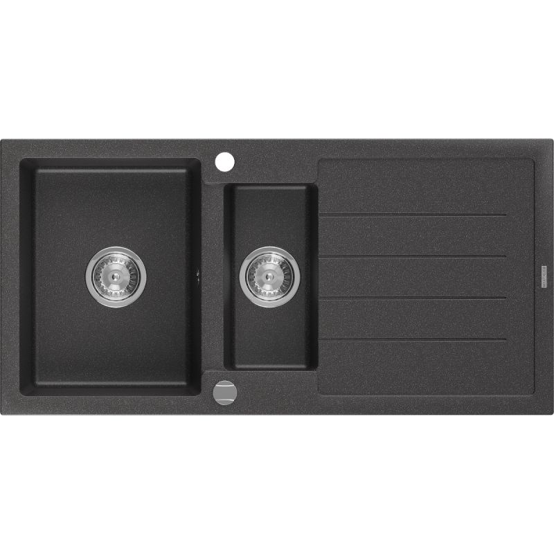 Zlewozmywak granitowy Mexen Andres 1,5-komorowy czarny/srebrny metalik 1000x500 mm - 6515101510-73-B 1 szt.