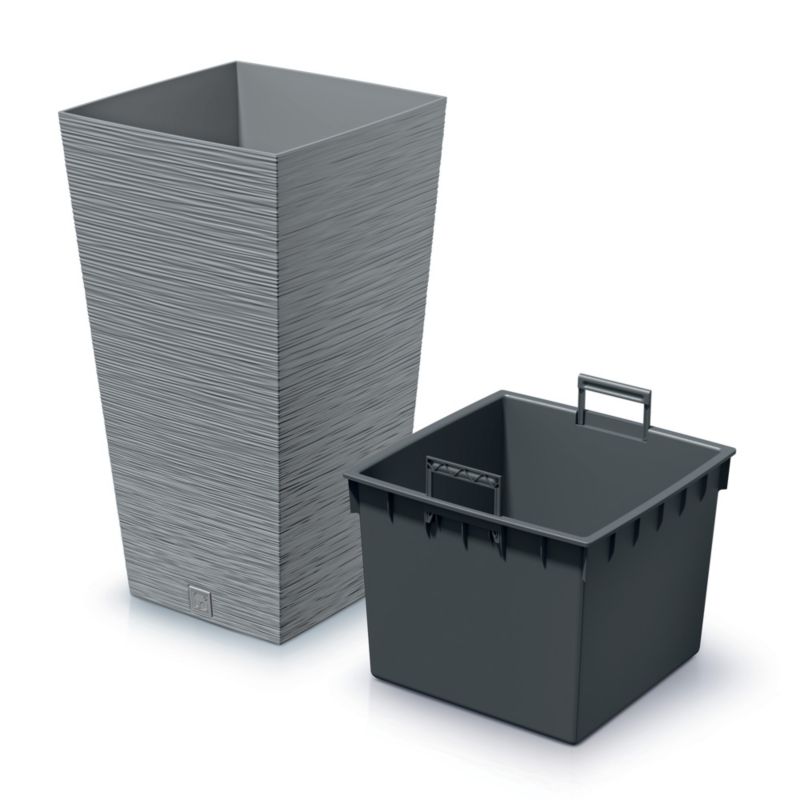 Doniczka EDANTI Ogrodowa 34,5 cm Kwadratowa Na Taras Do Domu Szara 1 szt.