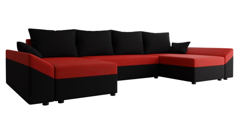 Narożnik z funkcją spania MIRJAN 24 Dante U czarny + czerwony 1 szt.